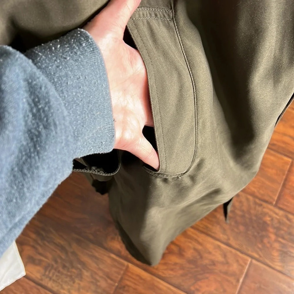 Men's  Newport Harbor Olive Green Trench Coat with Zip-out Wool Liner - Picture 4 of 14